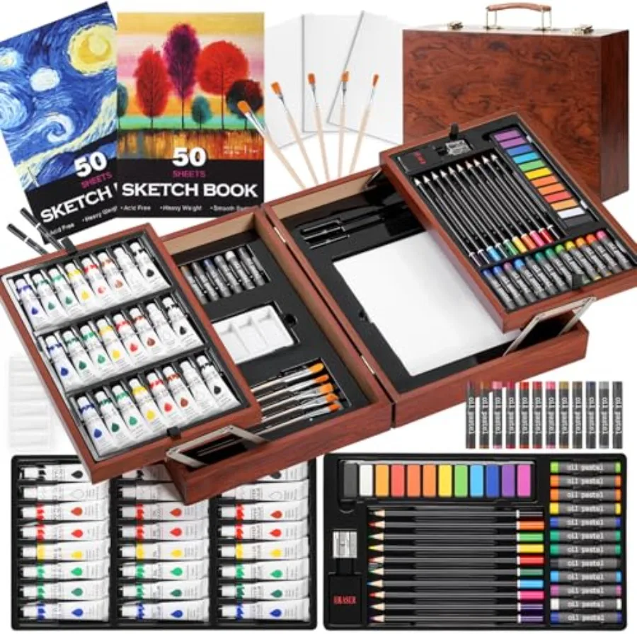 

Color More Art Set, Deluxe Drawing Kit Supplies with Acrylic Paints, Drawing Pads, Crayons, Color Pencil Set, Watercolor Paint