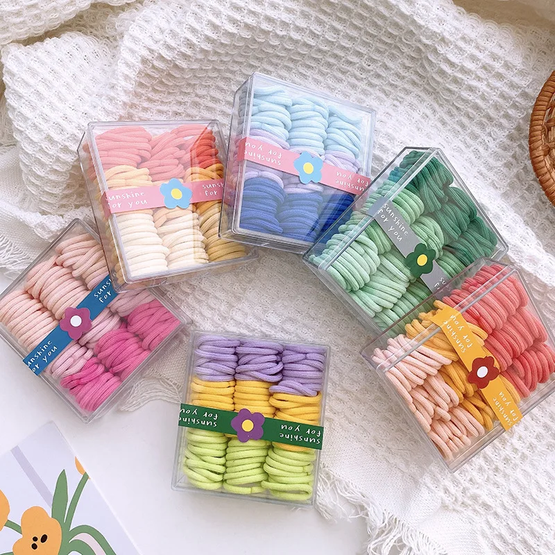 

90pc/bag Baby Girls Nylon Elastic Hair Bands Simple Hair Ties Rubber Bands Women Hair Ties Ropes Ponytail Holder Kids Headwear