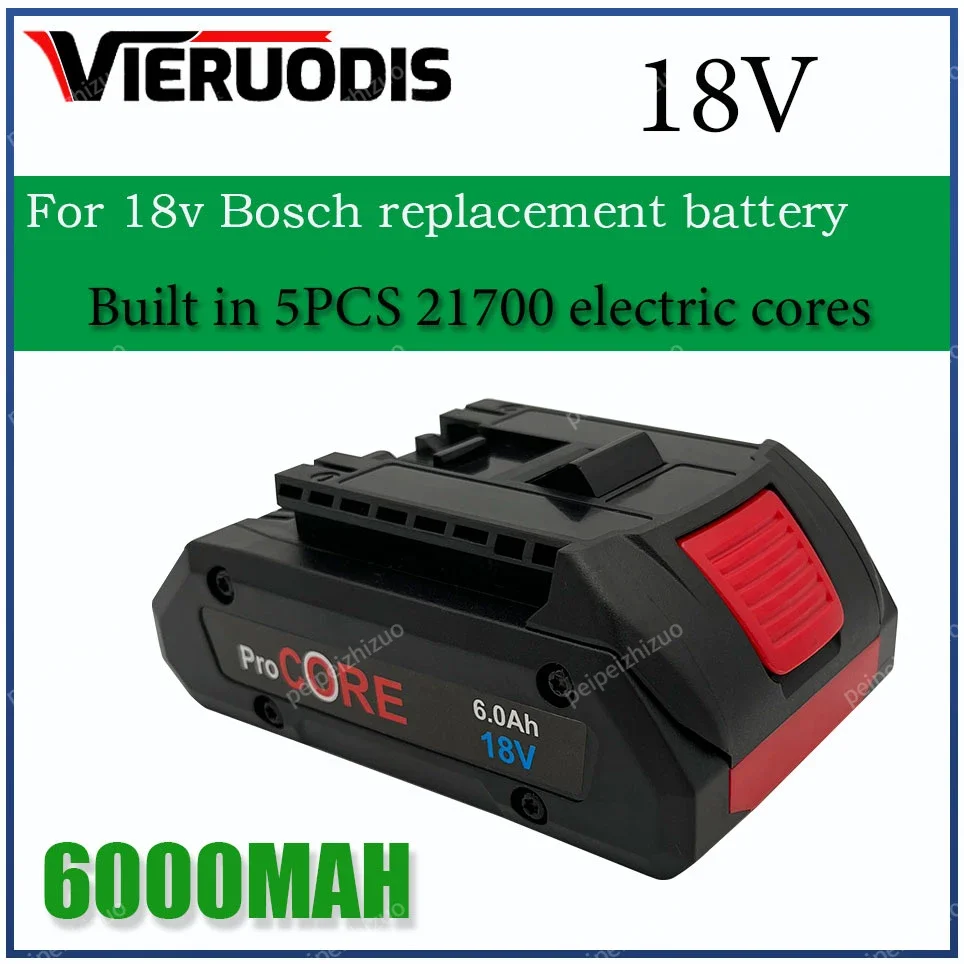 

For Bosch 18V 6.0AH ProCORE Replacement Battery for Bosch Professional System Cordless Tools BAT609 BAT618 GBA18V80 21700 Cell