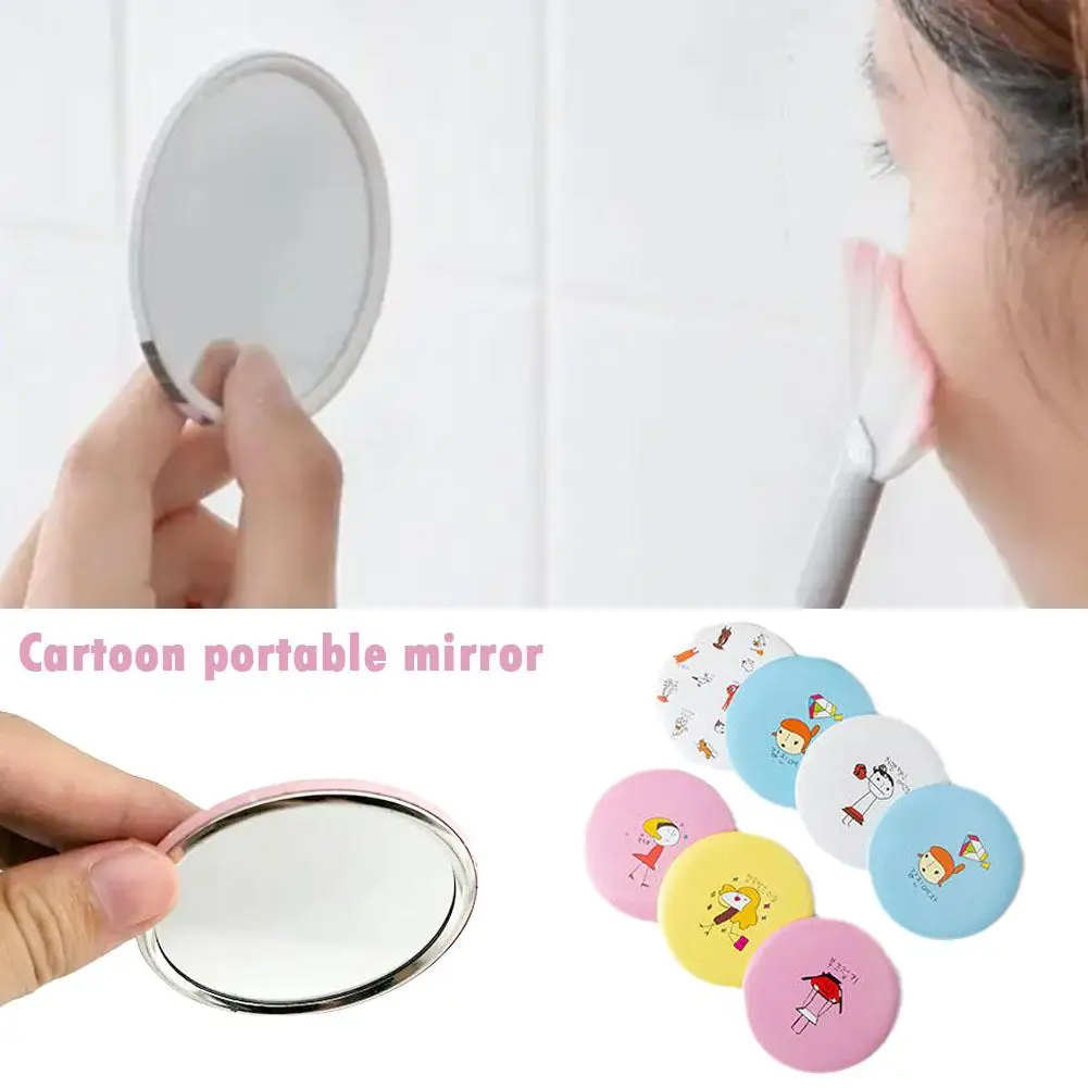 Dog Cartoon Makeup Mirror Sweet Strawberry Panda Cosmetic Korean Small Mirror Daily Ins Letter Tool Round Style G5W4