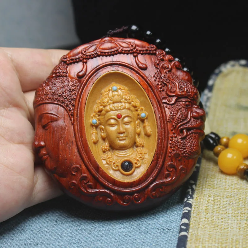 African small-leaf rosewood Buddha and demon car pendant, wooden craft ornament, pendant and hand-held item