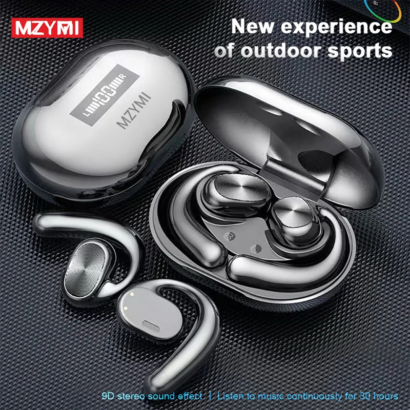 MZYMI headphone Bluetooth, Earhook J99 earbud nirkabel 9D Stereo suara tahan air tampilan LED earphone olahraga