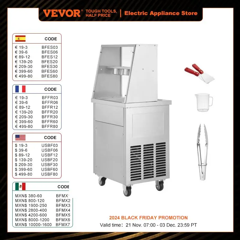 VEVOR Fried Ice Cream Roll Machine 13.8