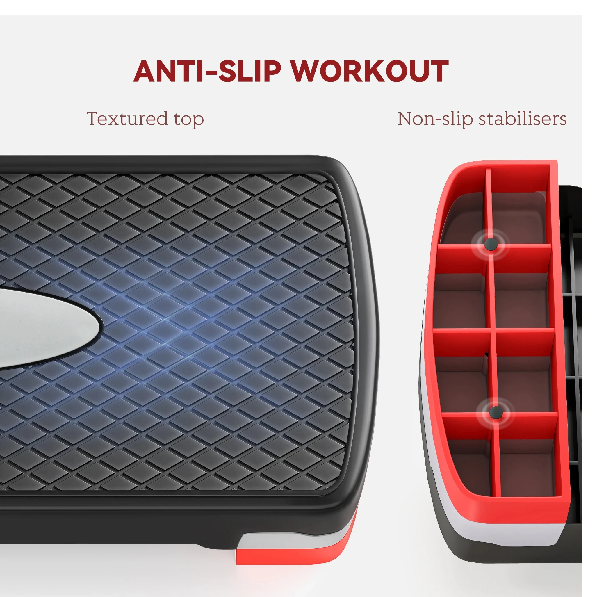 خطوة للياقة البدنية مع ارتفاع قابل للتعديل 2 مستويًا من 10/15 سم تحميل 150 كجم