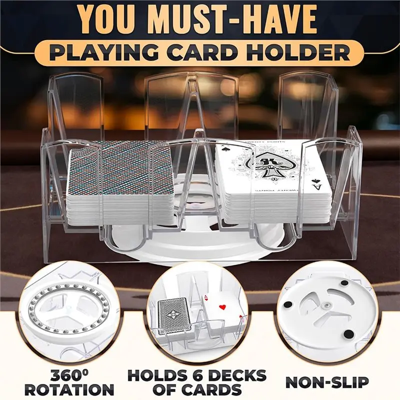 2026 New Samba Game Supplies For Adults- 6 Deck Card Holders For Playing Cards, Revolving 360°, Canasta Card Tray(7.2 X 4.9 In) view 2