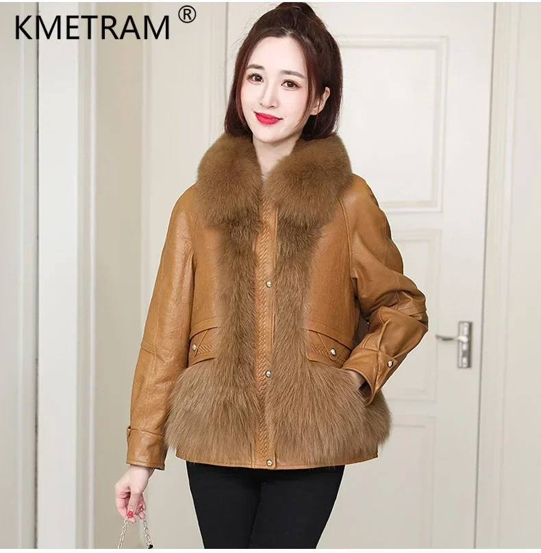 Winter Real Fur Down Jacket for Women 2024 Luxury Fox Fur Collar Genuine Sheepskin Coat Female Down Coats Jaqueta Feminina