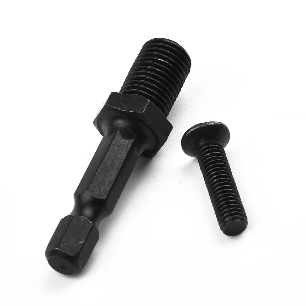 Adaptador de acero de vástago hexagonal 1/4 a tornillo de rosca macho de 3/8 pulgadas-24UNF para brocas, mandril negro sin llave, acero de bloqueo