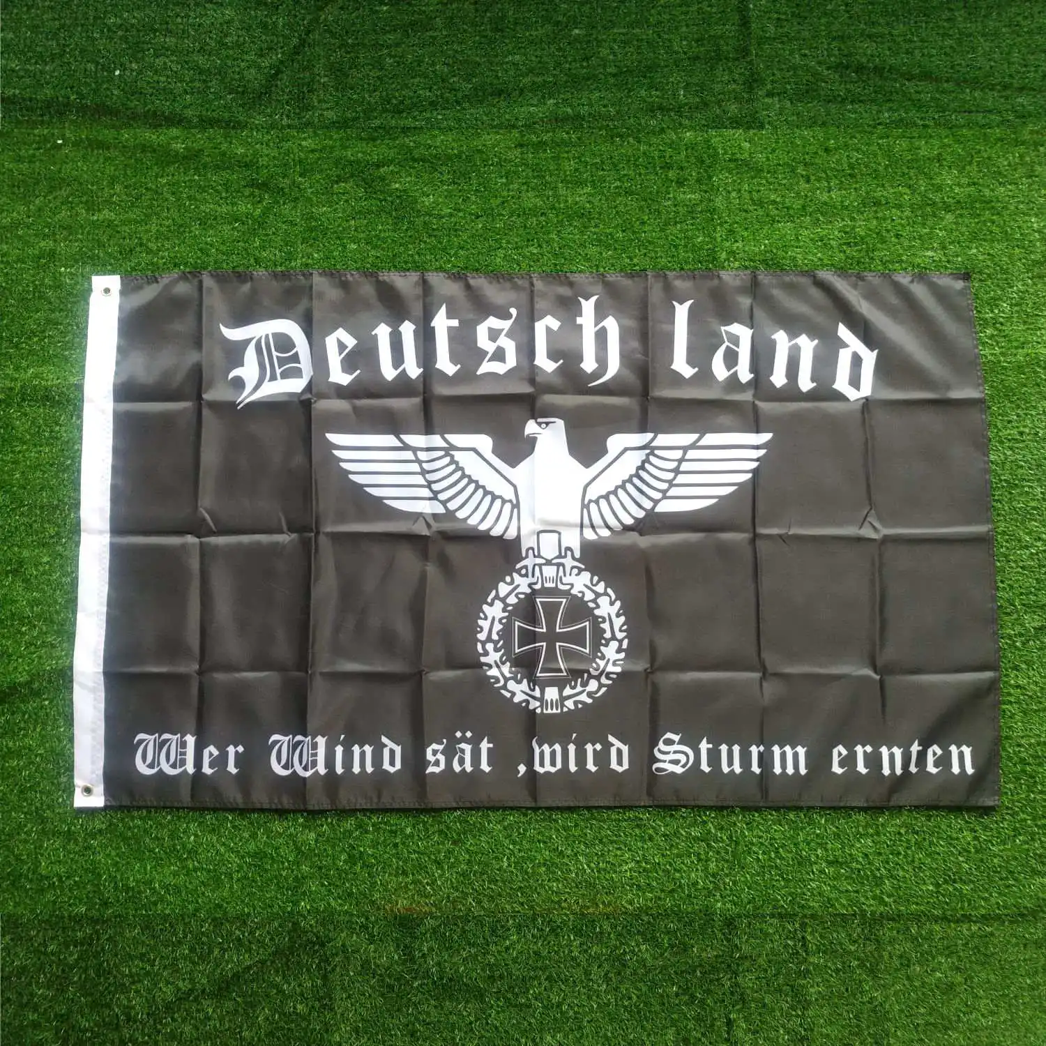 Fahne flagge deutsches reich wer wind sät , wird sturm ernten-mehrere Größen zur Auswahl aus 3 x5ft doppelseitigem Druck banner