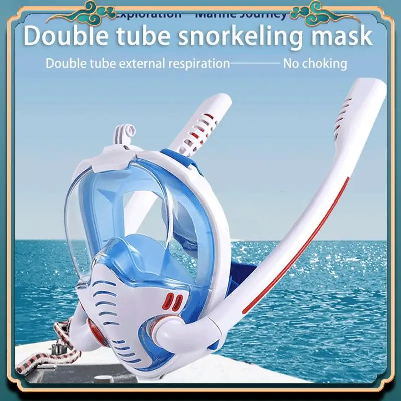 أحدث قناع الغطس أنبوب مزدوج سيليكون قناع الغطس الكبار قناع السباحة نظارات الغوص قناع التنفس تحت الماء