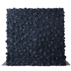 YuLiFlower Custom Flowerwall 3D Black Roll Up Cloth Flower Wall Wedding Decor Artificial Silk Rose Flower Panel Backdrop