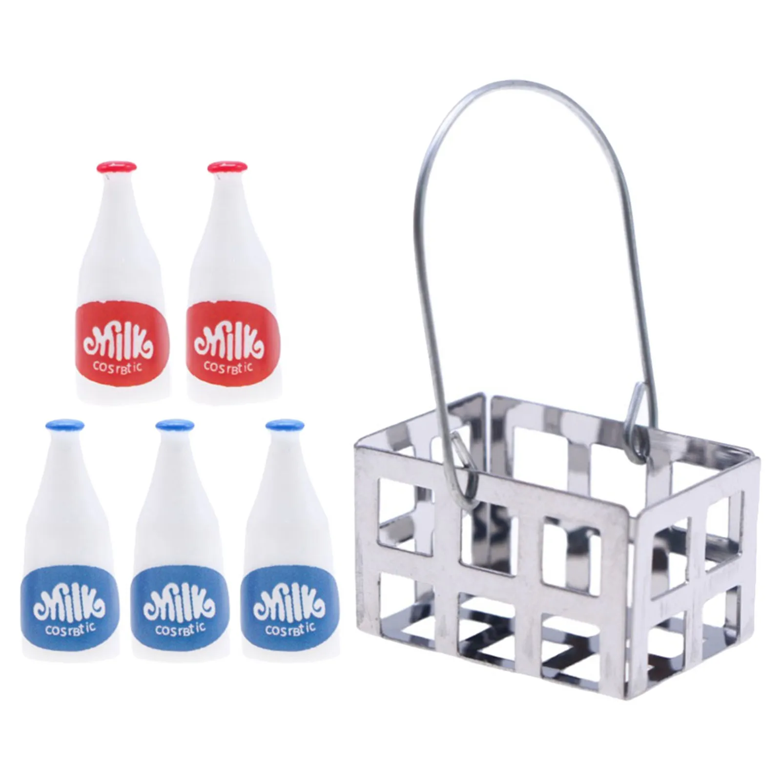 

1Set Realistic Mini Milk Bottles for Dollhouse Furniture Sets Tiny Kitchen Storage Display Accessories Small Scale Beverage