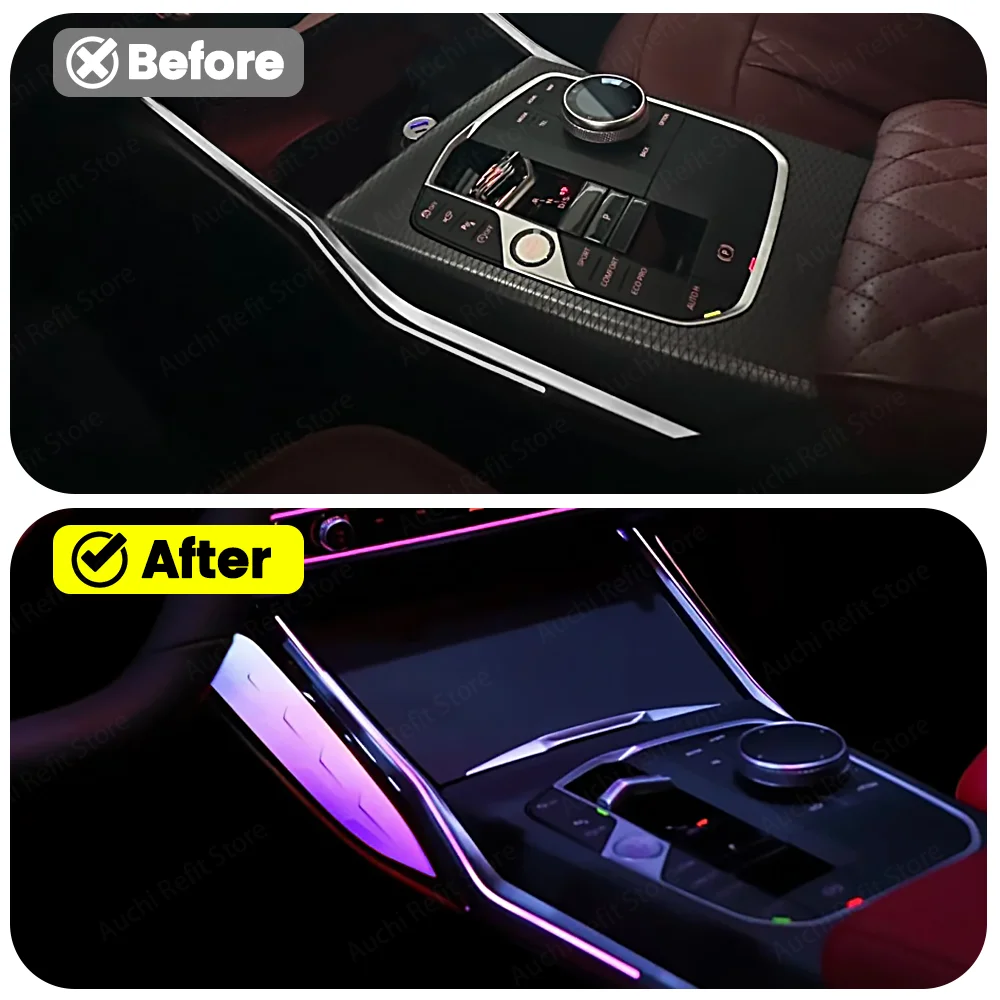 Auchi 11 Colors Crystal Center Console Saddle Light Ambient light For BMW 3 4 Series G20 G22 M3 M4 LED Decorative Car Lights