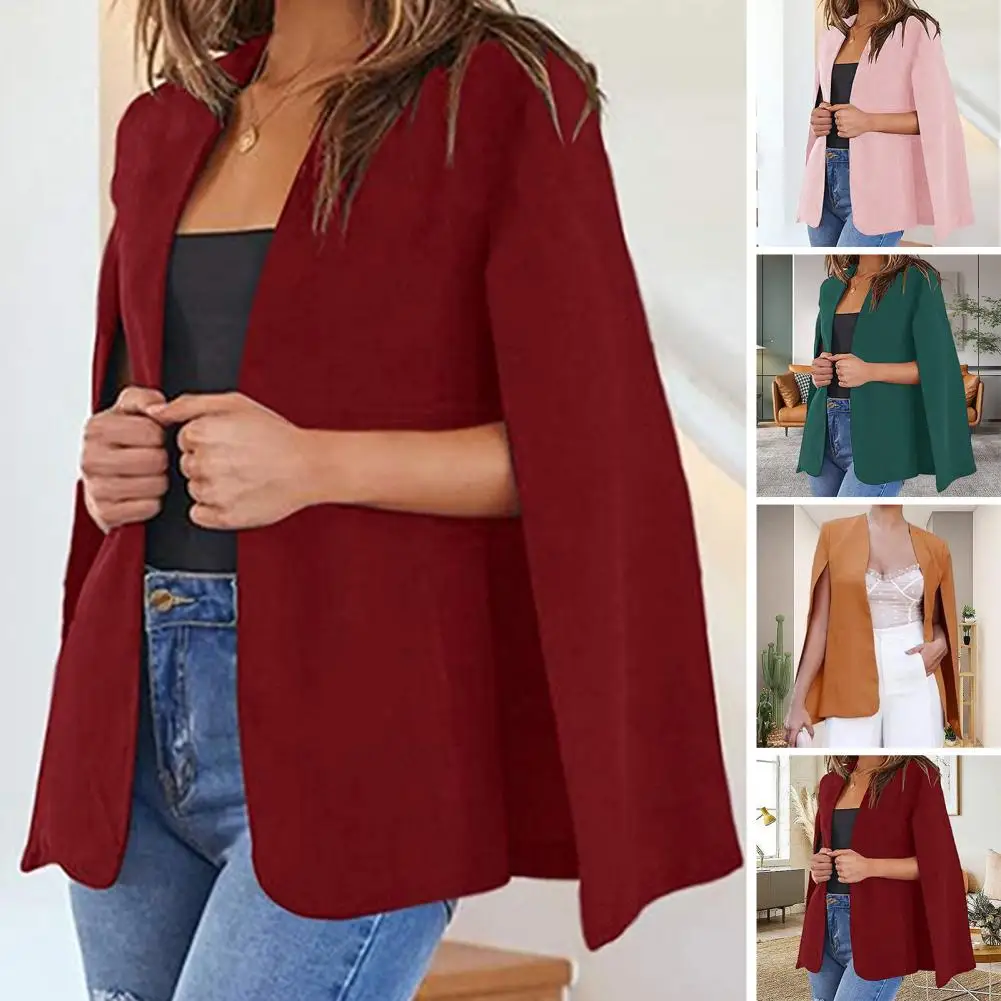 Women Split Sleeve Cloak Suit Coat Office Lady Blazer Cape Jacket Fashion Streetwear Casual Loose Outwear Tops Cardigan Workwear