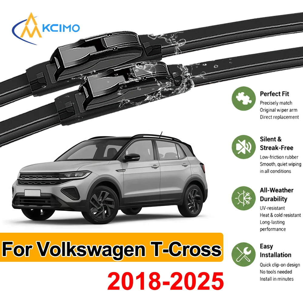 

Rain Auto Car Accessories Front Windshield Wiper Blades For Volkswagen T-Cross C11 2018-2025 All Weather Replacement Kit