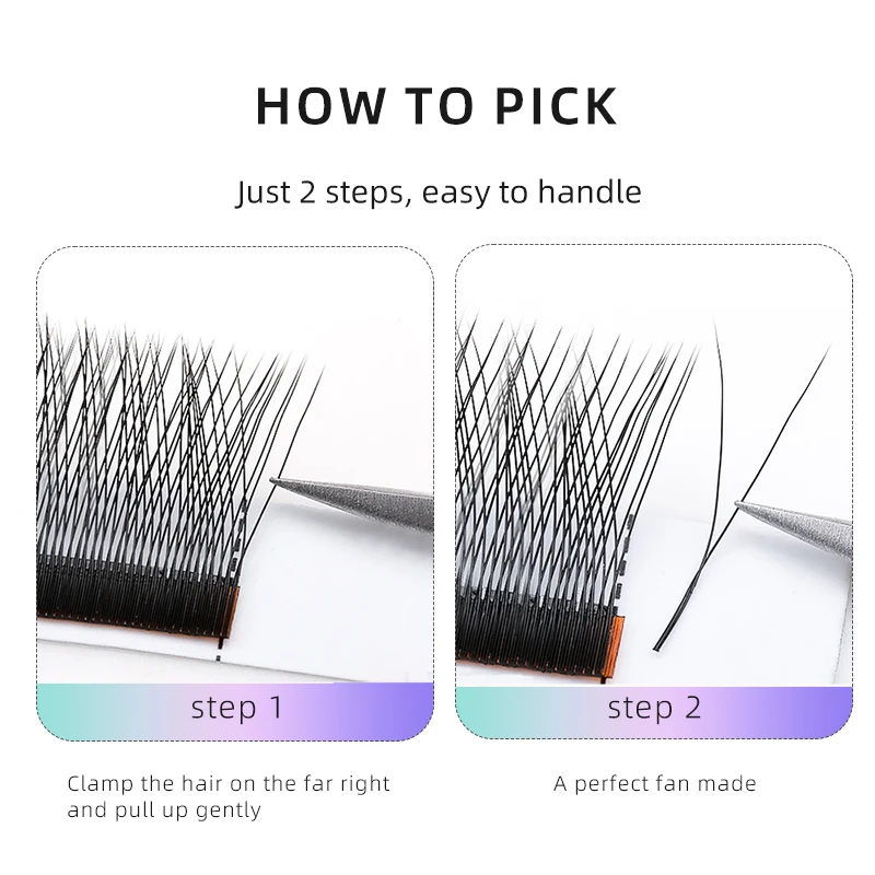 Yelix 2D Volume Lashes 0.10D 8-12mm MIX Single Y Eyelash Extensions Professional Lash Extension Lightweight Premade Fans