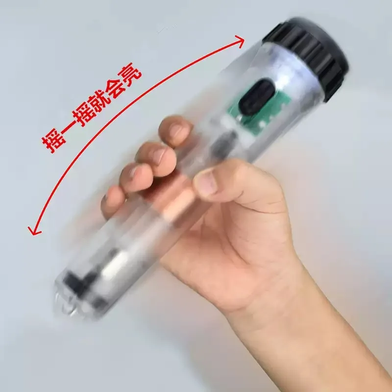 Hand Cranked Emergency Flashlight Transparent Self‑generating Magnet Shake Charging Fluorescent Torch