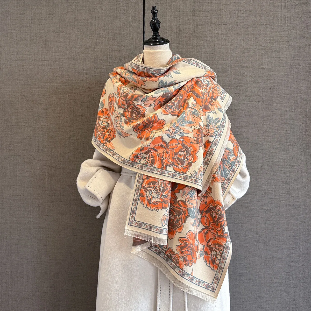 

Роскошный зимний кашемировый шарф, женский дизайн, теплое одеяло из пашмины, шарфы-пончо, женская шаль с цветочным принтом, толстый платок Bufanda