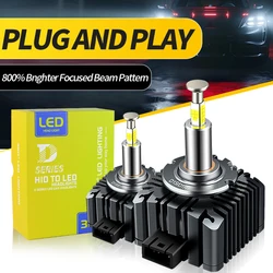 2Pcs Canbus Car D3S LED Headlights HID D1S D2S D4S D5S D8S D1R D2R D3R Turbo LED 32000LM 360-sided CSP Chip 6000K 70W Plug&Play
