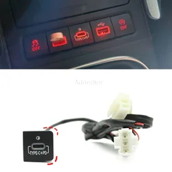 Car Charger Type-C PD Quick Charge Type C Auto Phone Charging Adapter Button For VW Golf 6 Jetta 5 MK6 Scirocco 2006 -2012