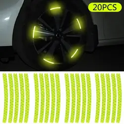 Car Tire Rim Reflective Sticker Night Safety Warning Hub Auto Bike Wheel Motorcycle Strip Decals Reflector 20Pcs Stickers A9E8