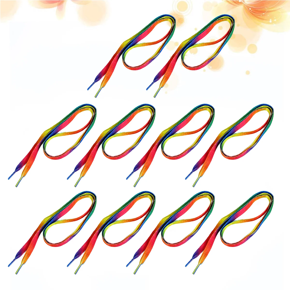 

10 Pairs Rainbow Boot Laces Flat Shoelaces for Sneakers Gradient Kids Color Polyester Child