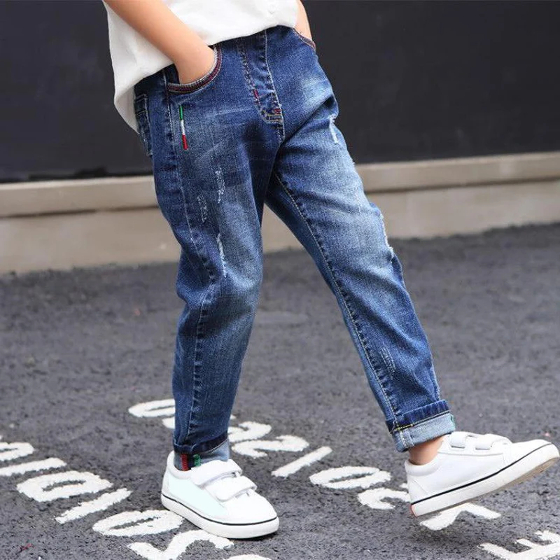 

IENENS Kids Boys Jeans Fashion Clothes Classic Pants Denim Clothing Children Baby Boy Casual Bowboy Long Trousers 5-13Y