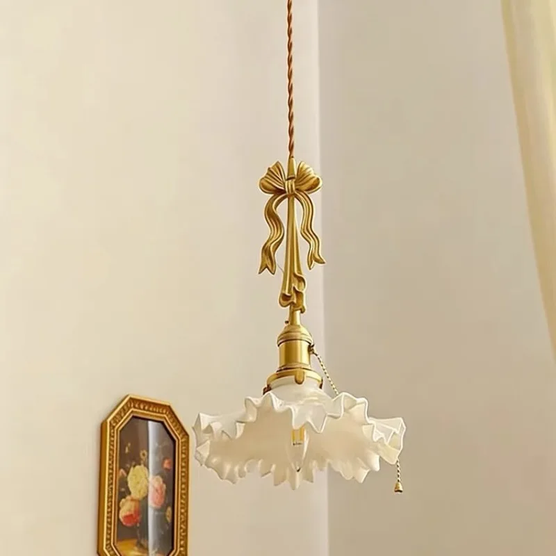 Vintage Flower Glass Ceiling Lamp Retro Art Deco Hanging Light for Kitchen Island Dining Room Corridor Cafe Home Decor Lighting