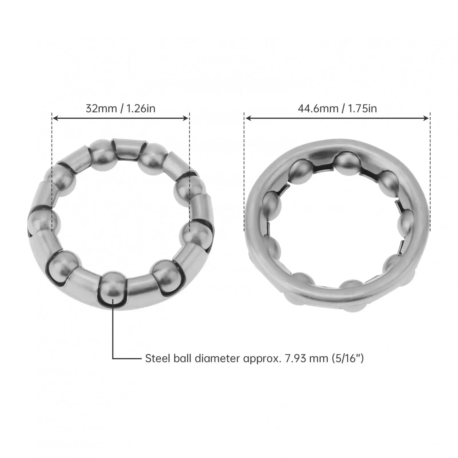 8pcs Steel Integrated Crankset Heat Treated 1.76 Bracket Bearings for Mountain and Fixed Gear Bikes, Bicycles Crank