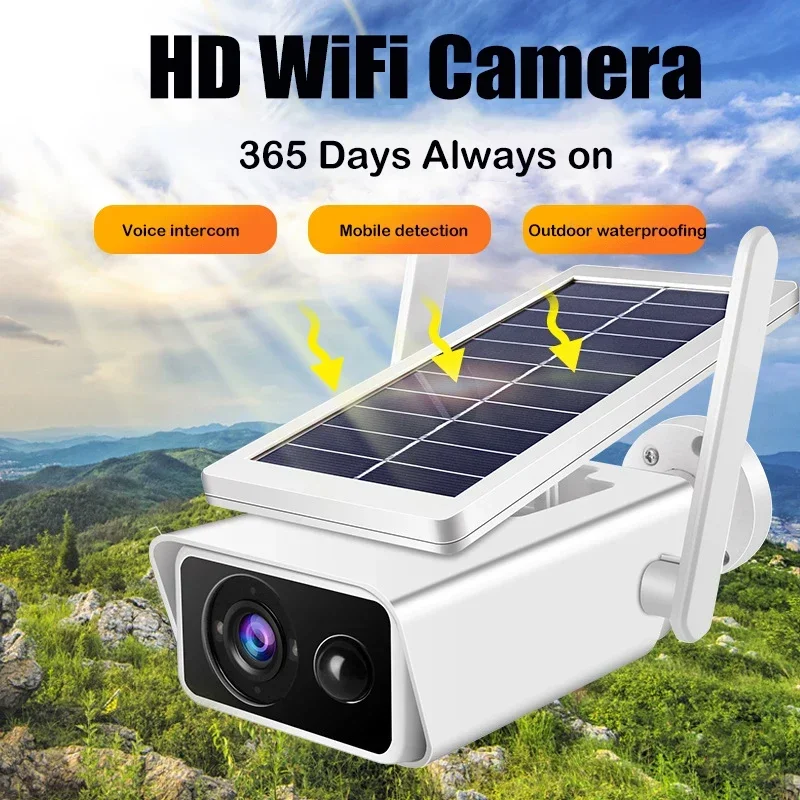 

4MP HD WiFi Camera Wireless Security Camera Battery Powered Outdoor Solar Panel PIR Motion IP66 CCTV Surveillance Camera ICSEE