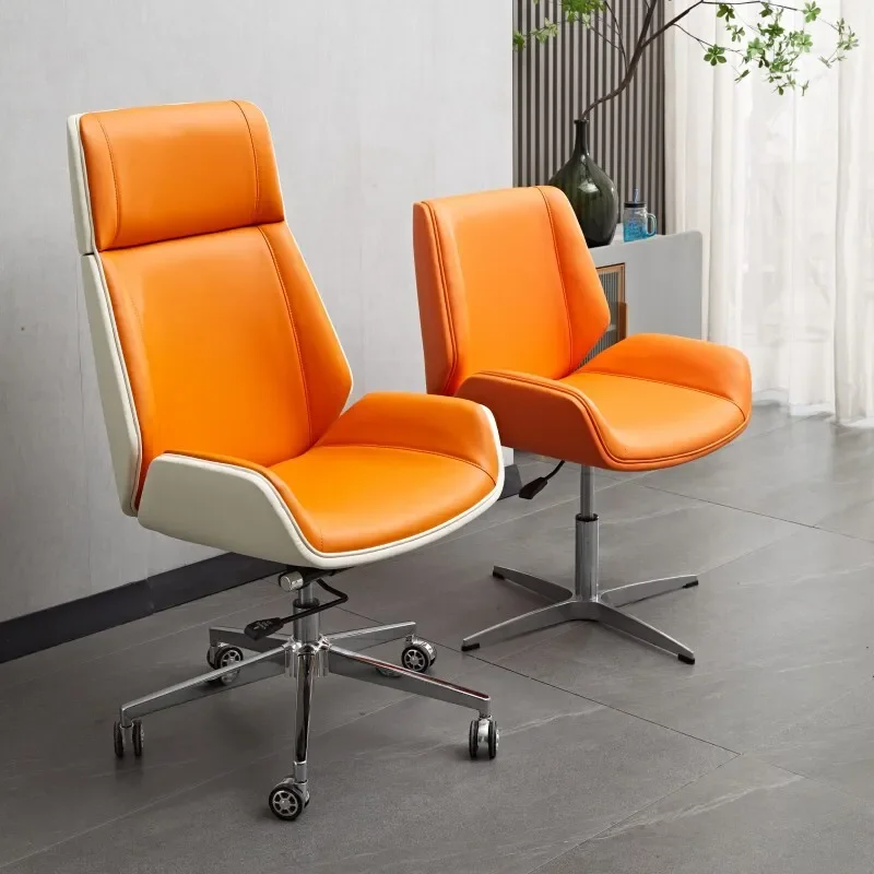 Ergonomic Leather Boss Chair with Massage Heating and Ventilation Comfortable Rotating Office Computer Chair for Home Use
