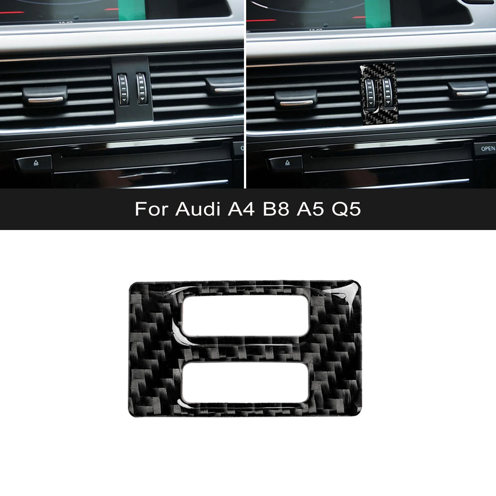 For Audi A4 B8 A5 Q5 Car AC Air Conditioner Outlet Vent Decor Sticker Cover Trim Decal Carbon Fiber Auto Interior Accessories