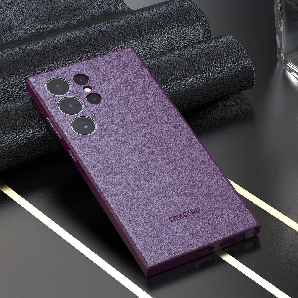 Leder-Handyhülle für Samsung Galaxy S24 Ultra S24 Sense of Luxury S24Ultra S24 FE S24 Plus S24Plus einfarbige Vollabdeckung – Detail 9