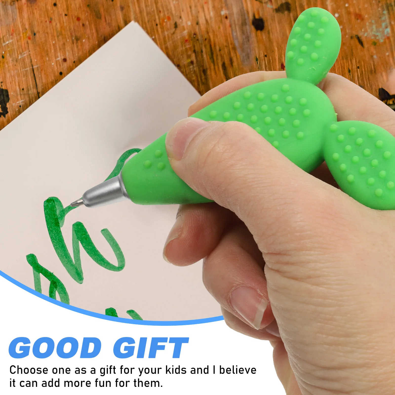 

2Pcs Bonsai Cactus Ballpoint Pen Silica Gel Material Unique Design Student Writing Supplies Cute Cartoon Gifts