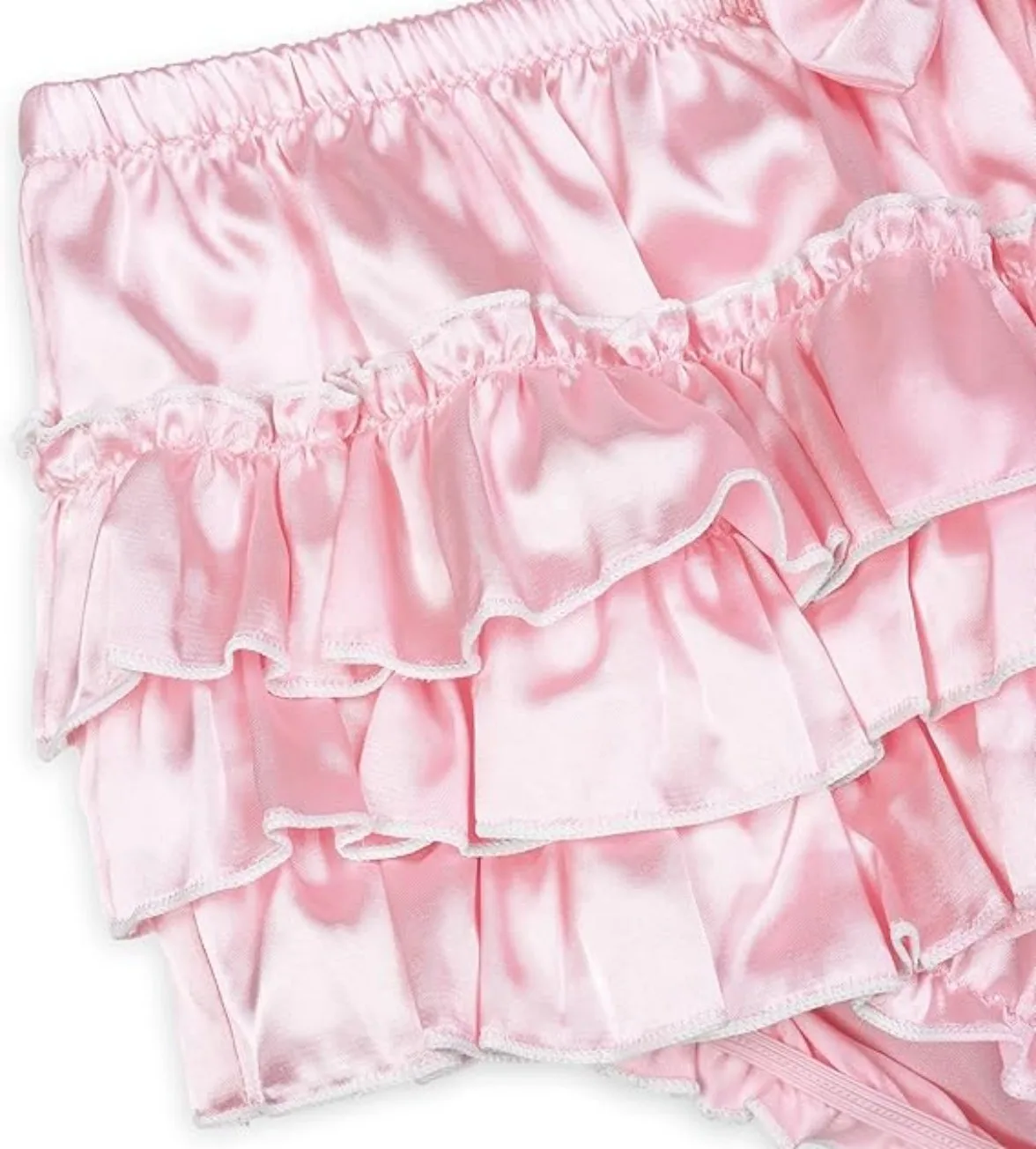 ساتيني مكشكش سيسي الوردي Bowknot خادمة الفرنسية تأثيري الملابس الداخلية مع حواف كشكش، ملابس داخلية من الساتان الحريري، حسب الطلب #2