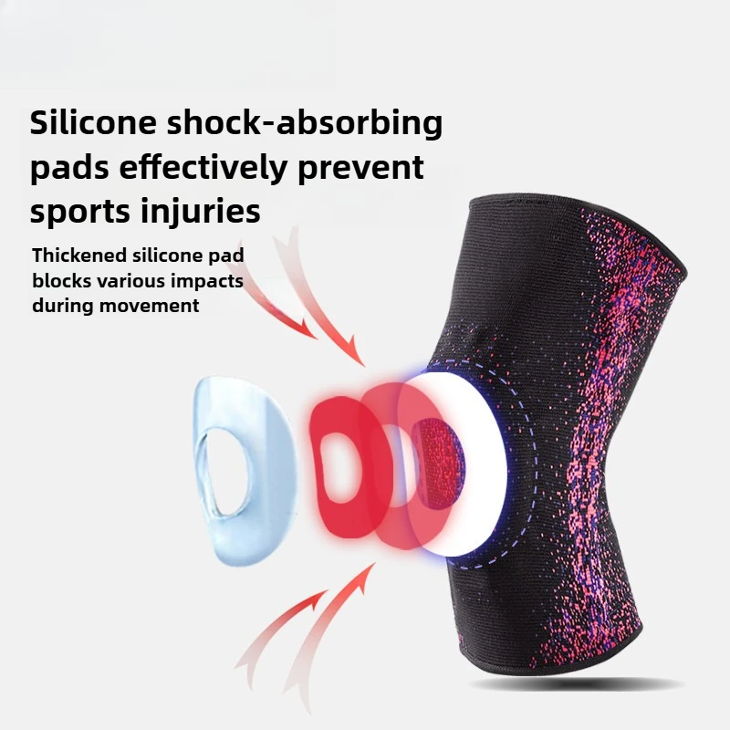 جديد السماء المرصعة بالنجوم الربيع قطاع دعم سيليكون النايلون الرياضة الركبة عالية مرونة امتصاص العرق تنفس تشغيل الركبة حماية #4
