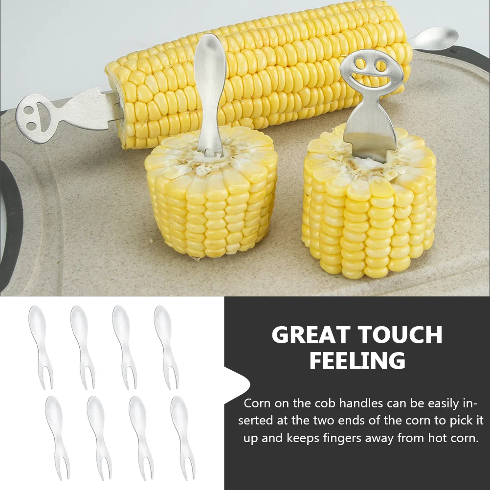 

8Pcs Stainless Steel Corn Forks Fruit Picks Two-Tine Polished Bbq Dessert Snack Appetizer Forks Dishwasher Safe