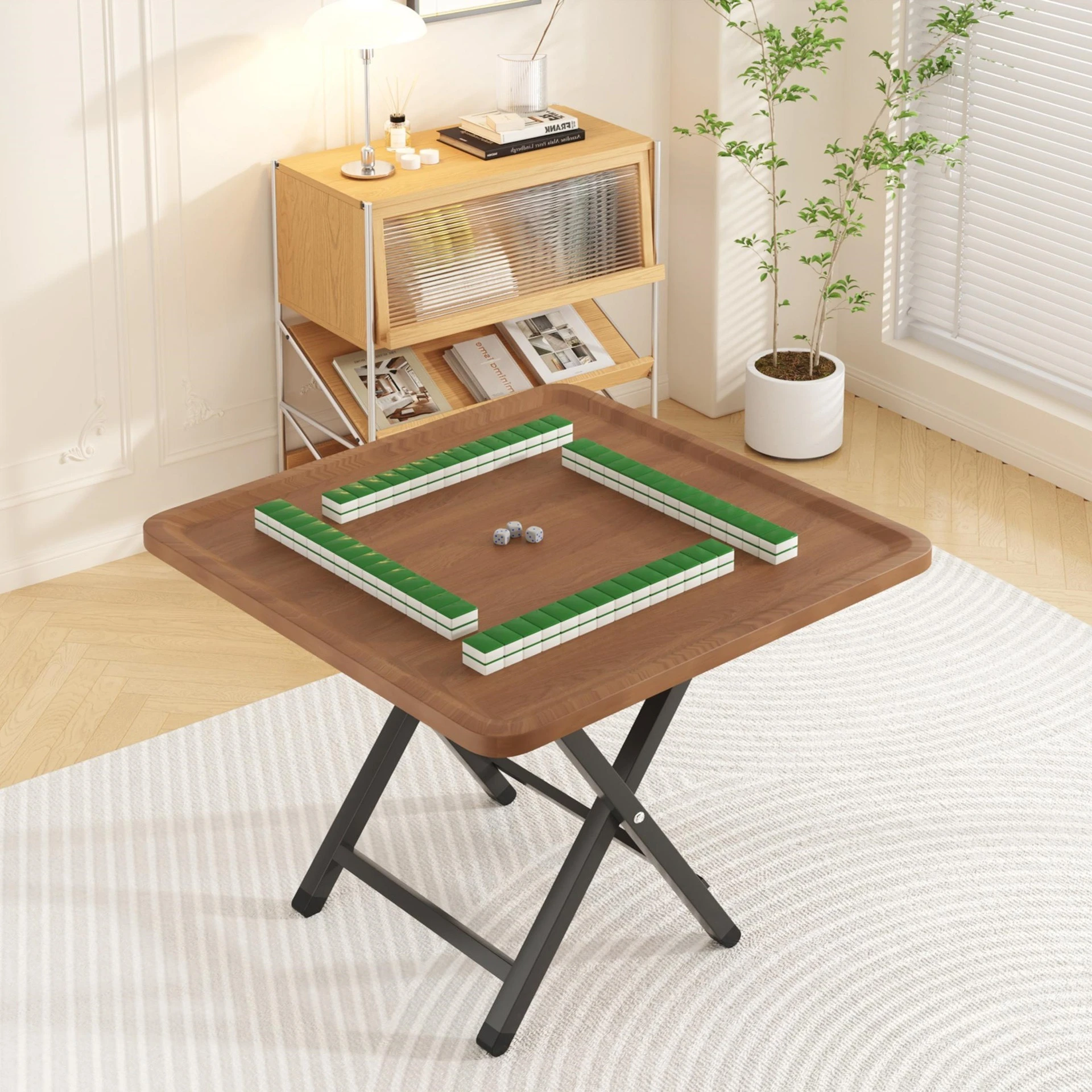 Mahjong table home folding small mahjong table hand rubbing chess and card portable outdoor folding table simple playing
