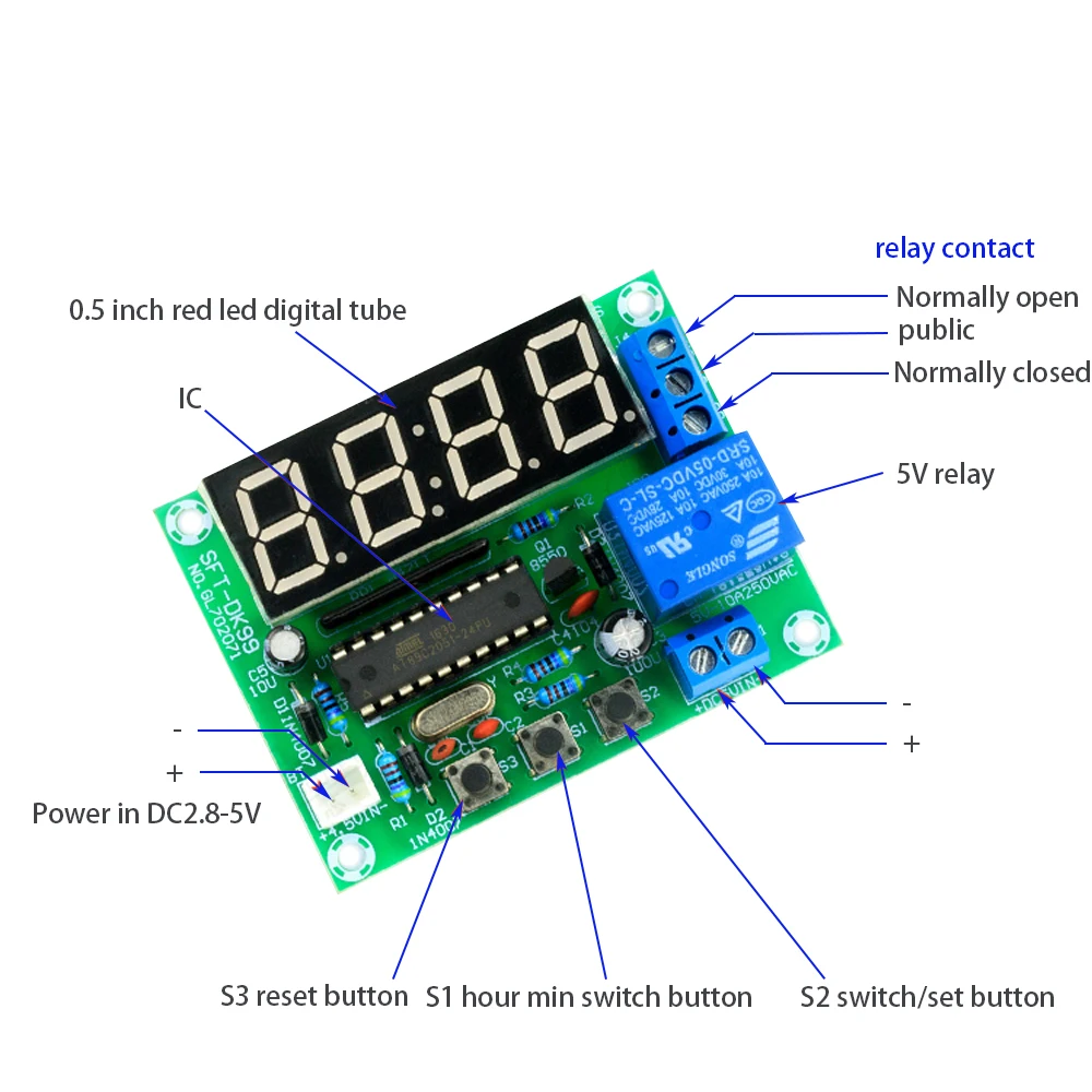 Diy kit eletrônico 4 dígitos display ciclo temporizador interruptor 51 único chip microcomputador diy kit de solda