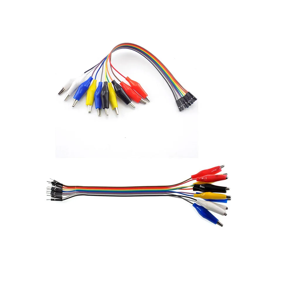 20 سنتيمتر 30 سنتيمتر 10Pin التمساح كليب دوبونت سلك ذكر/أنثى التمساح كليب اختبار الرصاص سلك توصيل معزز خط كابل لاردوينو التوت بي