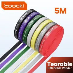 Toocki-Gestion des câbles déchirables, directions de l'organisateur, largeur de 10mm, attaches d'enrouleur, accessoires de téléphone, 5m