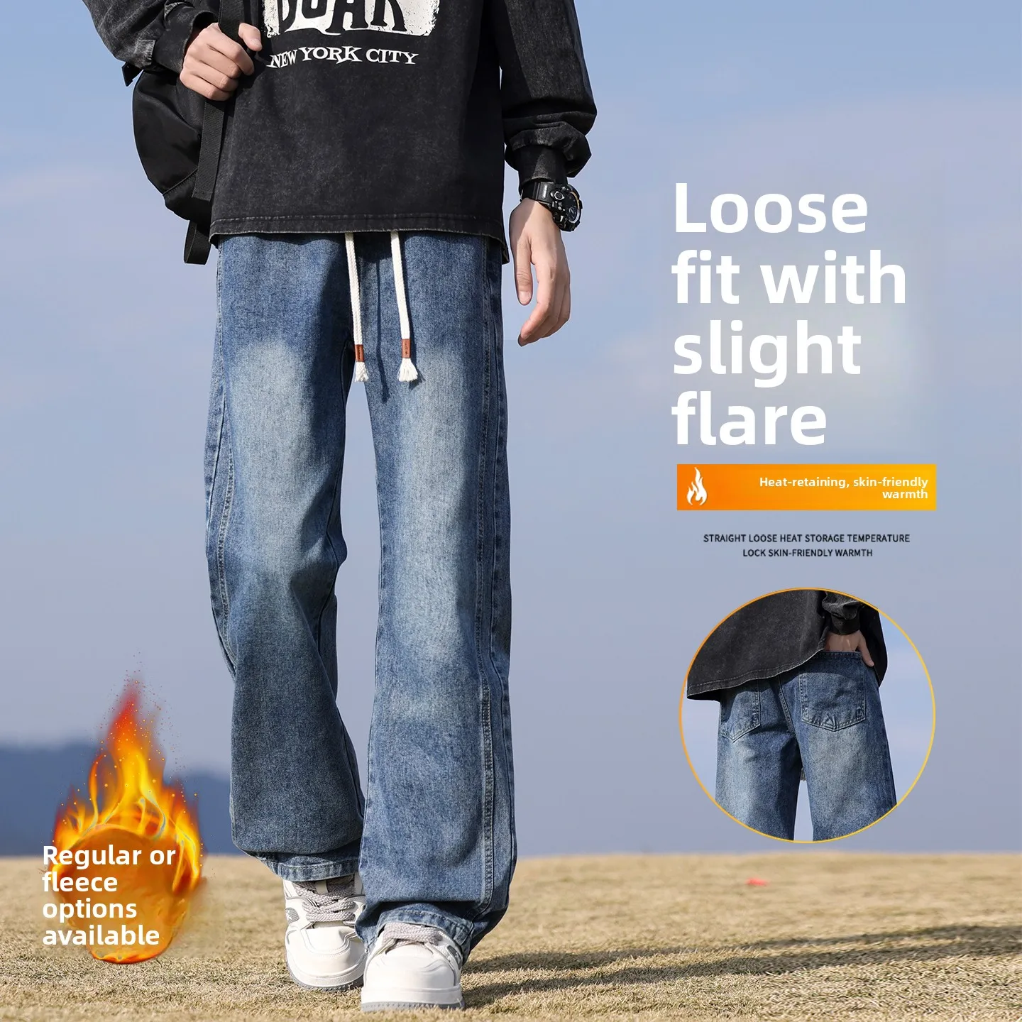 

Теплые джинсы из хлопка на подкладке Fce, мужские аутлеты, оригинальные товары с хвостом, зимние прямые джинсы, джинсы свободного покроя