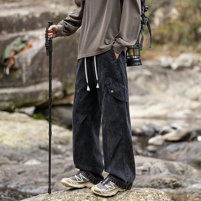 

Мужские повседневные брюки American Sle Outdoor свободного кроя, больших размеров, прямые, с высокой талией, цвет хаки, модный бренд, контроль цены