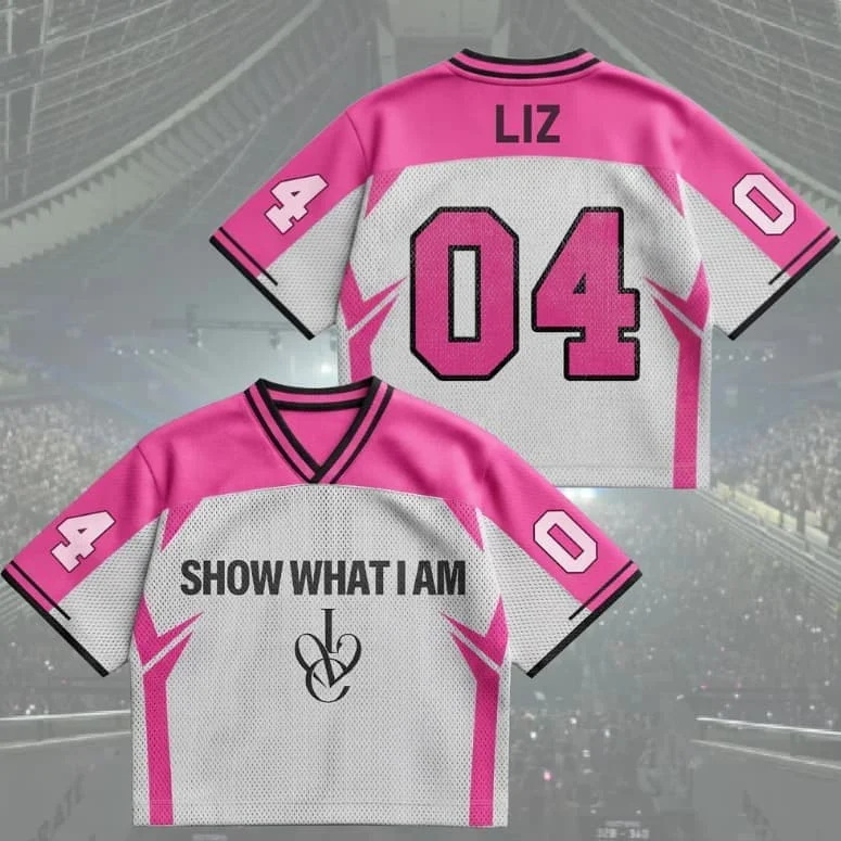 Kpop IVE DIVE No.06 Show What I Am Print Crop V Neck Mesh Sporttrikot Schnell trocknendes, atmungsaktives T-Shirt für die ganze Familie, passend für Eltern und Kinder 26 – Detail 5