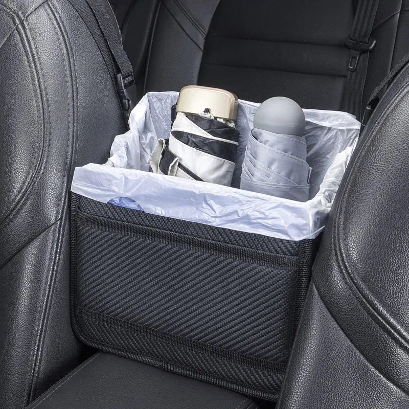 For Mini Car Trash Can Hanging On Seat Back, Front Passenger Umbrella Storage Organizer Garbage Bag Holder