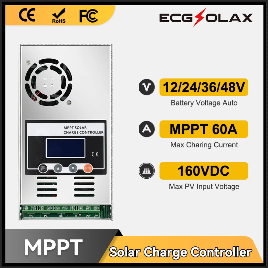 

ECGSOLAX MPPT Solar Charge Controller Discharge Controller 12V 24V 36V 48V Auto Solar Panel Regulator For Lithium/LiFePO4/Sealed