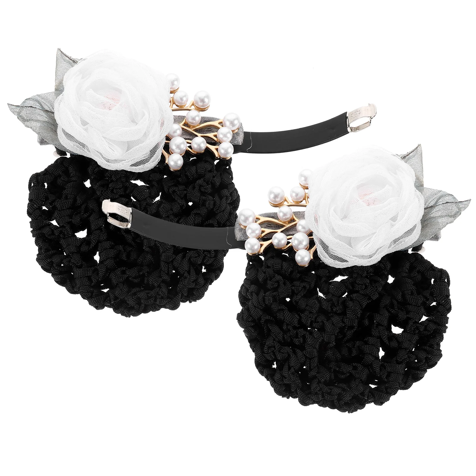 

2pcs Flower Hair Nets for Women Scrunchies Bun Clips Red Coarse Mesh Practical Beautiful Daily Wear Dance Occasion