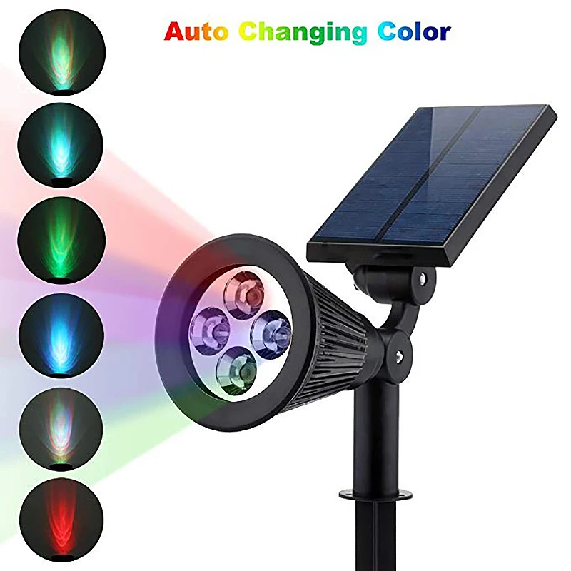 Solar Lamp IP65 Outdoor Lights LED Changing Ground Gardening Garden Light Waterproof Landscape Spotlights Garden Decoration Hot