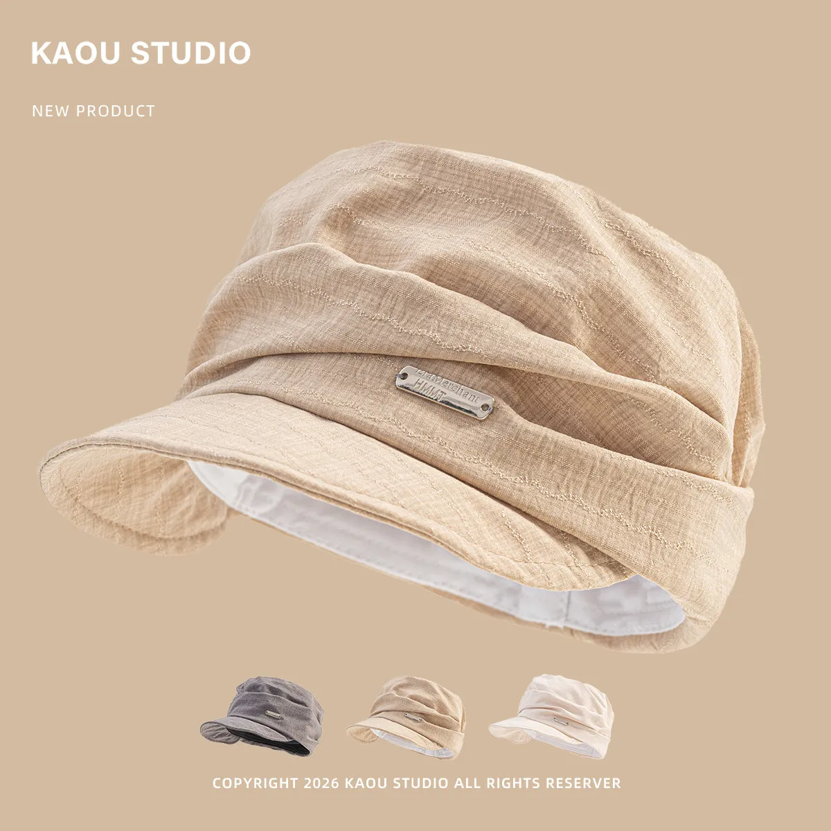 Cotton and linen beret for women spring & falleasiest for match thin retro newsboy hat sun protection equestrian hat