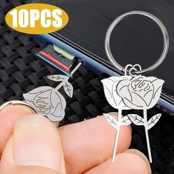 Llavero creativo con forma de rosa para iPhone, Samsung, Xiaomi, tarjeta SIM, herramienta de extracción de Metal, aguja, Eyector, pines, 1 a 10 unidades
