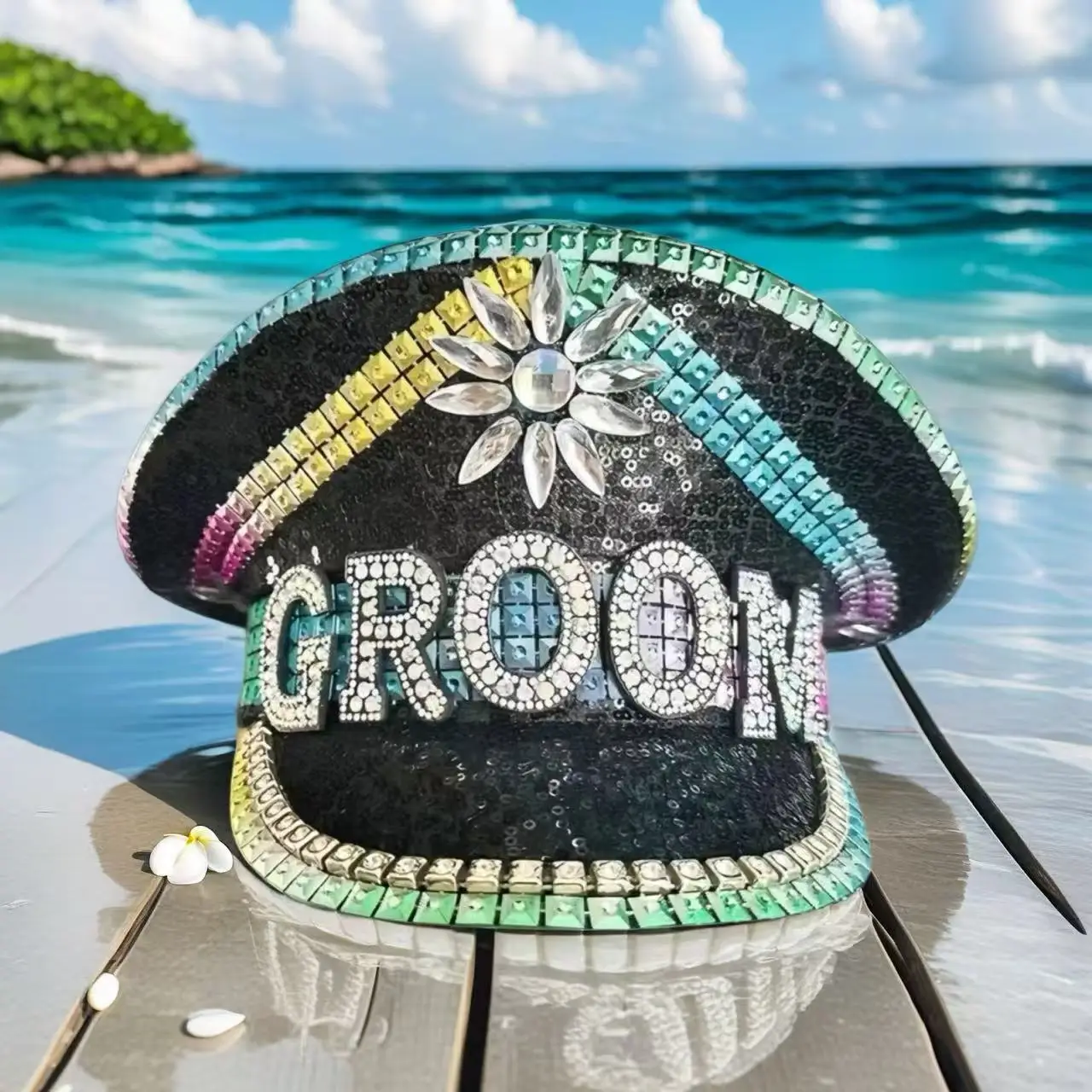 

Steampunk Captain Hat Rhinestone for Carnival, Mardi Gras, Vintage Military Accessories & Cap for Men & Women